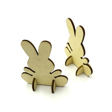 3 pcs Easter Rabbit Pieces DIY Lovely Wooden 3D Creative Home Decor Bunny Ornament Embellishments Cutouts Craft 2024 - buy cheap