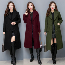QMGOOD Female Fashion Women Woolen Coats 2020 High Quality Elegant Long Slim Winter Jacket Warm Casual Outerwear Plus Size 2024 - buy cheap