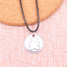 20Pcs Antique Silver Color circle bear Pendant 18mm Leather Chain Necklace Black Leather Cord Necklace 2024 - buy cheap