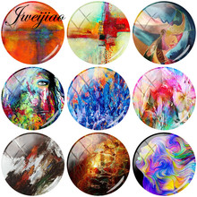 JWEIJIAO 2019 Colorful Abstract Painting Diy Digital Painting Glass Cabochon Picture Dome Demo Flat Back Making Findings 2024 - buy cheap