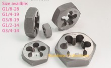 Grifo de tubo hexagonal de acero de alta velocidad, troquel de tubería de agua, G1/8-28,G1/4-19, G3/8-19,G1/2-14 g3/4-14 2024 - compra barato