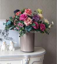 two Bunches Artificial Rose Flower Oil Painting Effect Peony & Foam Berries Grass for Wedding Party Home Decorative Flowers 2024 - buy cheap