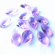 10pcs/lot 38*22mm Purple Color Crystal Faceted Pear Pendants (Free rings) Crystal Pendant for DIY Chandelier Hanging Drops Parts 2024 - buy cheap