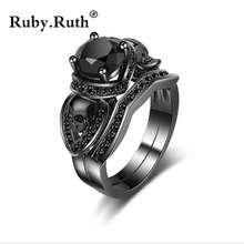 Anel de caveira, cor preta, casamento & noivado, cristal preto, anel feminino, joia, dropshipping 2024 - compre barato