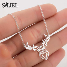 SMJEL Vintage Animal Deer Necklaces Origami Deer Antler Pendant Animal Mujer Necklace&Pendants Party Accessories 2024 - buy cheap