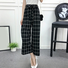 Women Casual Loose Oversize Wide Leg Pants 2021 Summer High Elastic Waist Harem Pants Ladies Belt Striped Elasticated Trousers 2024 - buy cheap