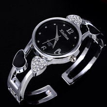 Pulseira feminina pulseira relógio de pulso xinhua quartzo moda cristal aço inoxidável luxo mujer relogios reloj hombre 2019 novo 2024 - compre barato