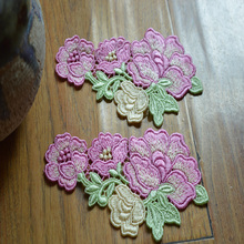 Somelace-Apliques de encaje veneciano para costura Floral, parche bordado de encaje para ropa, tamaño 13x7cm, 1 par/lote 2024 - compra barato