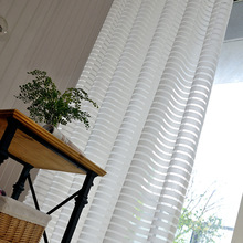 Cortina blanca de tul a rayas americanas para sala de estar, tela de malla suave transparente para dormitorio de niños, Sw-8 2024 - compra barato