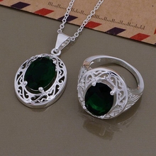 Conjuntos de joias banhadas a prata 374, anel + colar 879 /bfeajwla eecamvja ascapuz 2024 - compre barato