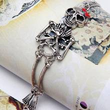 Charming Jewelry Vintage Hot Rock Gothic Style Double Skeleton Skull Bangle Bracelet Gold Silver color can dropshiping 2024 - buy cheap