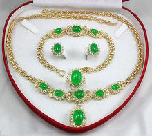women's jewelry green jade Earring Bracelet Necklace Ring>>plated watch wholesale Quartz jade CZ crystal 2024 - buy cheap