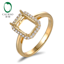 7x9mm Emerald Cut Diamond 18kt Yellow Gold Semi Mount Engagement Ring Setting 2024 - buy cheap