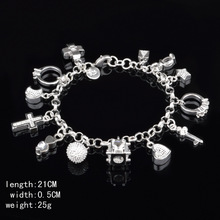 Luxury Wholesale Gifts silver plated bracelet for female promotion price fashion jewelry 13 Pendants Bracelet/axmajota KN-H144 2024 - buy cheap