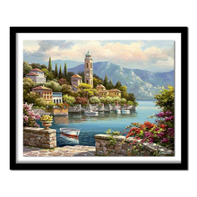 5d diy diamante bordado scenic pintura diamante completo quadrado porto impresso romântico diamante ponto cruz decoração da sua casa 2024 - compre barato