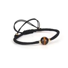 Gold Color Spacer Semiprecious Stone Tiger Eye Charm Connector Spacer Black Rope Lucky Knots Adjustable Macrame Unisex Bracelets 2024 - buy cheap