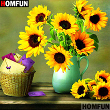 Homfun taladro cuadrado/redondo completo 5D DIY pintura de diamante "girasol" 3D bordado punto de cruz decoración del hogar regalo A10974 2024 - compra barato