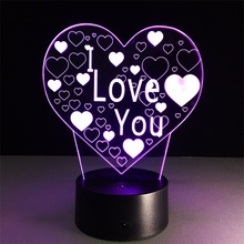Lâmpada 3d colorida em formato de coração, luz noturna em acrílico colorida com presente para o dia dos namorados, casamento e aniversário 2024 - compre barato