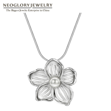 Ожерелье Neoglory в китайском стиле, серебро 925 пробы, простой цветок, ожерелье, модная цепочка, ожерелье и подвеска, ювелирное изделие, новый подарок, элегантное 2024 - купить недорого