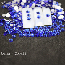SS3-SS34  Cobalt Rhinestones Back Flat Round Nail Art Decorations And Stones Non Hotfix Rhinestones Crystals for DIY Glass 2024 - buy cheap