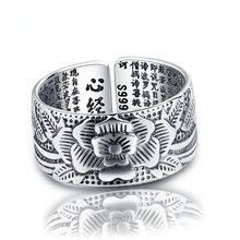 KOFSAC Thai 925 Sterling Silver Jewelry Open Ring Vintage Amulet Buddha Lotus Baltic Buddhist Scriptures Rings For Men Women 2024 - buy cheap
