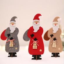 1PCS DIY 3 Colors Christmas Santa Claus Felt Cloth Wooden Pendant Ornaments Wood Crafts For Xmas Tree Christmas Party Decoration 2024 - buy cheap