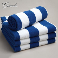 100% Cotton Beach Towel 80x150cm Blue White Striped Luxury Heavy Thick Terry 650g Absorbent Hotel Bathroom Bath Towel for Adults 2024 - buy cheap