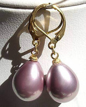 Lovely Fine Women's 14mm Lavender Shell Pearl Earring AAA wings watches fine  Ohrringe wholesale  1[pair] collares kolye 2024 - buy cheap