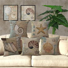 Funda de cojín de estilo Vintage, cubierta de cojín de concha Oceánica para sofá, hogar, capa de alfombras, 45x45cm 2024 - compra barato