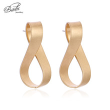 Badu Gold Twisted Earring 8 Shape Studs Frosted Women Fashion Jewelry Stud Earrings Exaggerated Wholesale 2024 - buy cheap