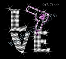 Free shipping Rhinestone Transfer "Hair Stylist LOVE" design 2024 - buy cheap