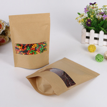 12*20+4 30pcs brown self zip lock kraft paper bags with window for gifts sweets and candy food tea jewelry retail package paper 2024 - buy cheap