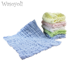 Wasoyoli lenço de 35*35cm, 3 peças/lote, 12 camadas, 100% algodão, musselina, seersckuer para alimentação de bebê, banho, lavar o rosto 2024 - compre barato
