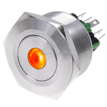 25 мм оранжевый водонепроницаемый мини кнопочный переключатель/25 мм перестраиваемый Тип плоская головка с точечной подсветкой LED металлический закрытый переключатель 2024 - купить недорого