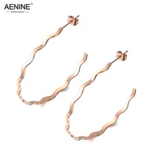 AENINE Stainless Steel Jewelry Large Bending Circle Earrings For Women Punk Hyperbole Rose Gold Earrings Gift Party AE18086 2024 - buy cheap