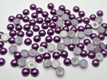 400pcs 8mm Dark Purple Imitation pearls Half Pearl Bead Flat Back Round Scrapbook decoration Craft 2024 - buy cheap