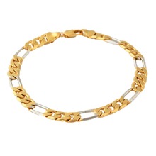 Fansheng  Mens bracelet two color chain polished  gold chains bracelet for Cuban men 21 cm 2024 - buy cheap
