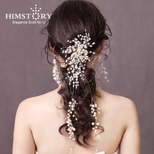 Himstory nuevo hecho a mano Vintage perla de cristal horquilla para boda ramo de vid accesorios de broches para el cabello diadema nupcial tocado 2024 - compra barato