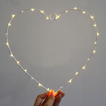 Luz LED decorativa de corazón cálido para dormitorio, luces nocturnas con marco de Metal, para Navidad, regalo de cumpleaños y vacaciones de San Valentín 2024 - compra barato