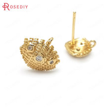 (36055)6PCS 11x9MM 24K Gold Color Brass and Zircon SeaShell Stud Earrings High Quality Diy Jewelry Findings Accessories 2024 - buy cheap