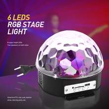 Original 25W 6 LEDs RGB de sonido Premium de la etapa de Control de luz RGB LED lámpara de bola mágica de cristal Disco de luz láser de fiesta de boda de la lámpara 2024 - compra barato