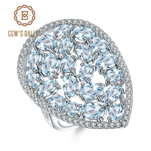 Женское коктейльное кольцо gemb's BALLET, кольцо из серебра 925 пробы с натуральным небесно-синим топазом, 6,31 карат 2024 - купить недорого