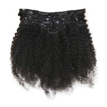 Полностью Сияющие кудрявые волосы для наращивания на клипсе, 100% натуральные волосы Remy для женщин, 7 шт., 100 г 2024 - купить недорого