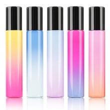 Essential Oil Roll On Bottle 10ml Color Gradation Glass Bottle Lip Oil Vial Stainless Steel Bead Roll On Refillable Perfume Vial 2024 - buy cheap