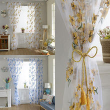 Sheer Curtain Floral Flowers Printing Voile Door Window Curtains Home decor Bedroom Living room 2024 - buy cheap