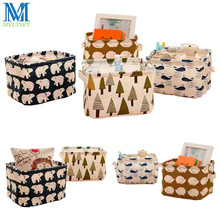 Home Storage Box Cotton Linen Clothes Organizer Bag Folding Office Desk Container Makeup Organizer for Cosmetics Laundry Bags 2024 - buy cheap