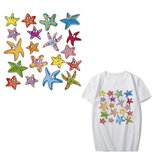 Desenhos animados starfish remendo conjunto de transferência de calor ferro de vinil em remendos adesivos para crianças roupas diy camiseta aplique imprensa térmica 2024 - compre barato
