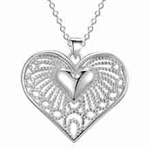 Hot sale silver for women Heart pendant necklace jewelry silver jewelry fashion cute wedding party Valentine's Day gift 2024 - buy cheap