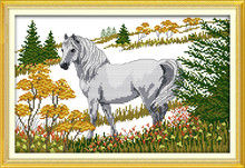 Horse in the Forest Counted Cross-Stitching 11CT Printed 14CT Handmade Cotton Set Animal Cross-stitch Kits Embroidery Needlework 2024 - buy cheap