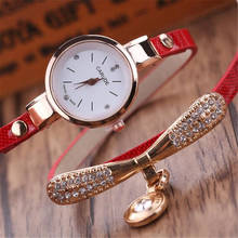 Women Leather Rhinestone Analog Quartz Wrist Watches 2020 new fashion girls red beautiful femel geneva relojes casual clocks A60 2024 - buy cheap
